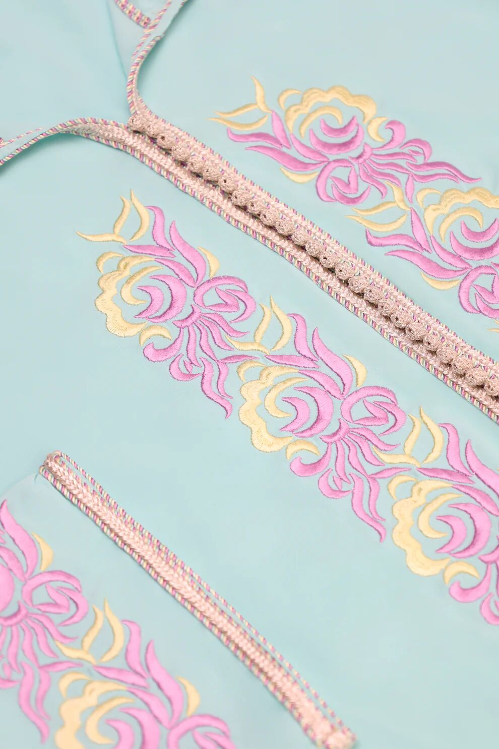 Jellaba en crêpe cyan clair thumbnail 2