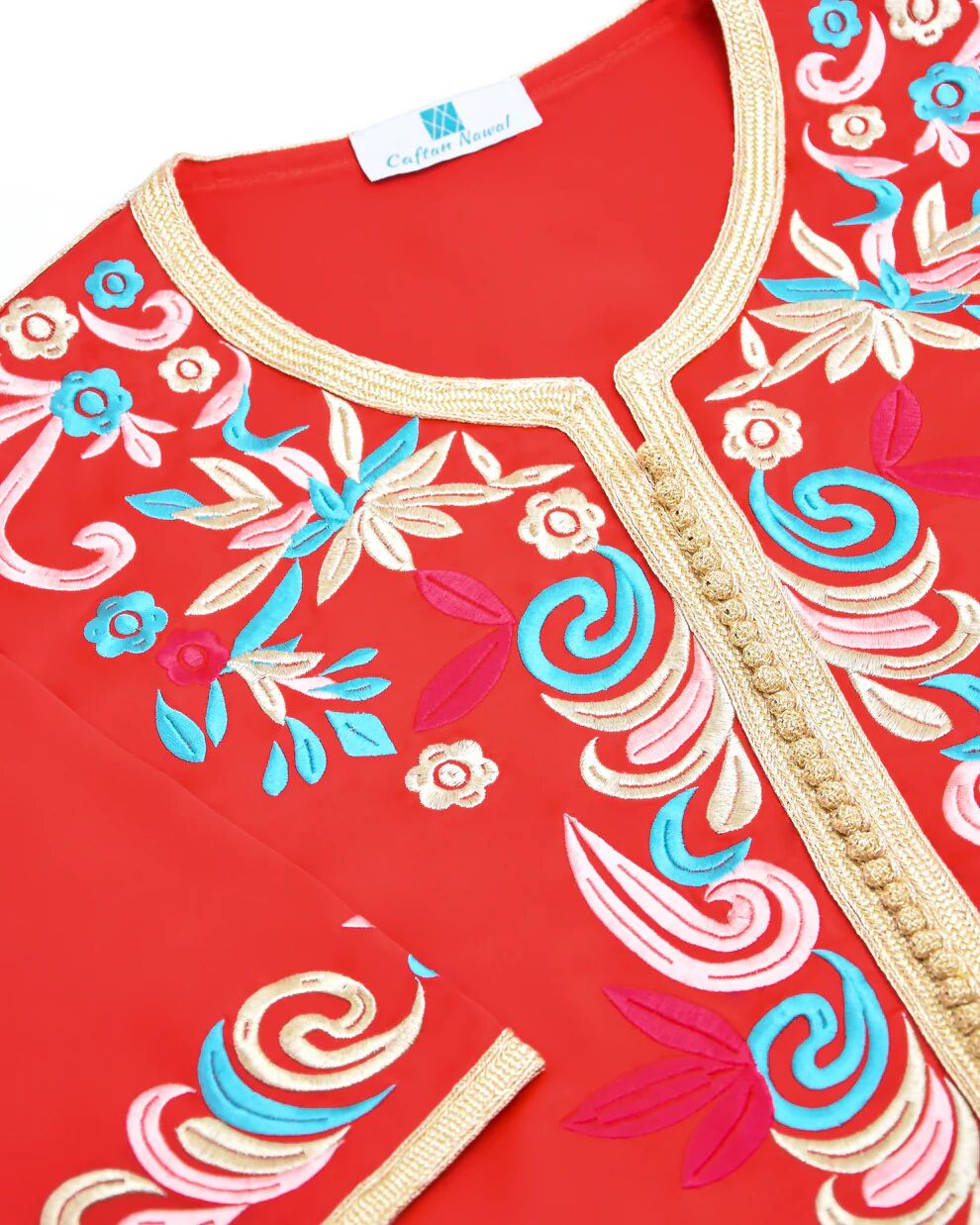 Caftan en crêpe de soie rouge brique thumbnail 2