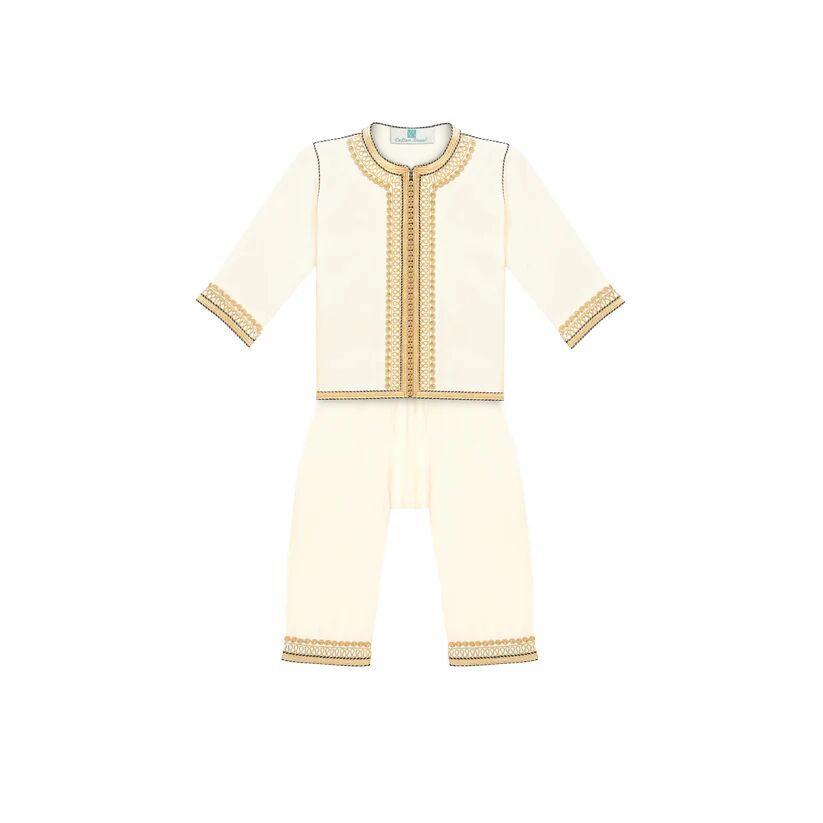 Jabador - beige pour enfant avec selham vert thumbnail 2