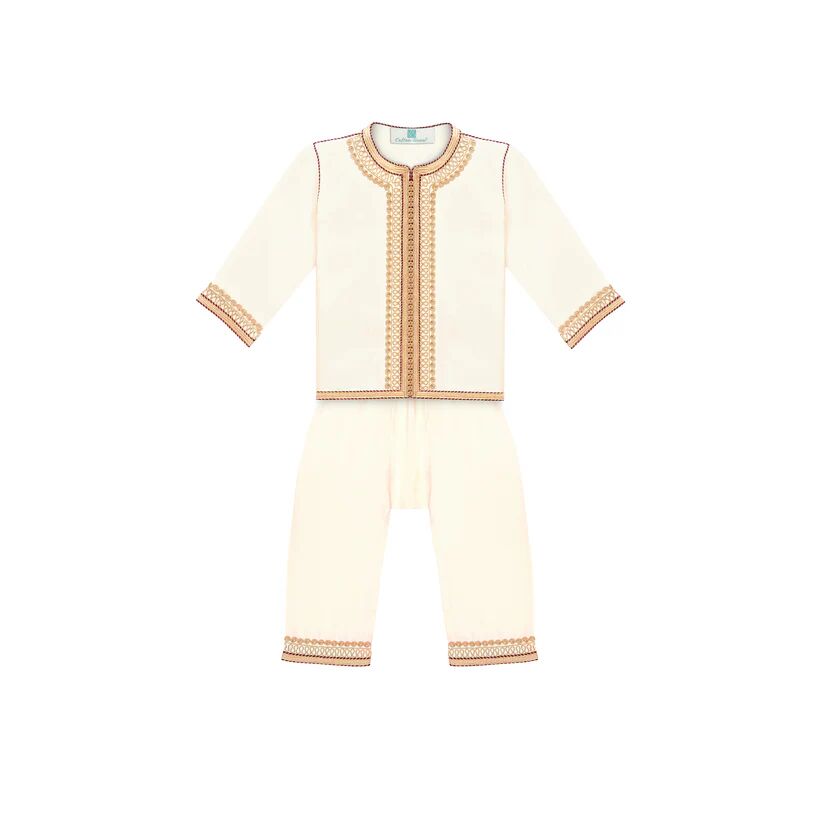 Jabador - beige pour enfant avec selham bordeaux