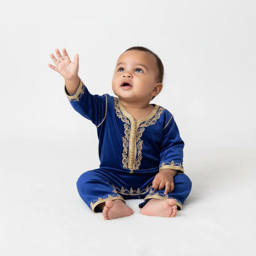Grenouillère - bleu royal pour bébé avec selham thumbnail 4