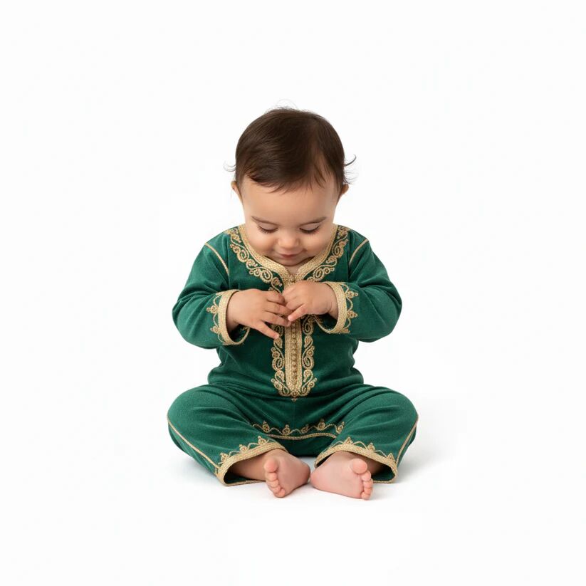 Grenouillère - vert royal pour bébé sans selham