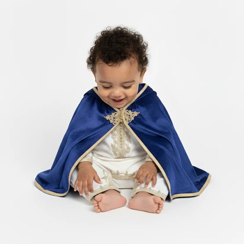 Grenouillère - blanc pour bébé avec selham bleu thumbnail 3