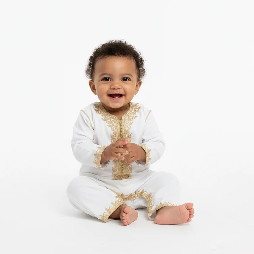 Grenouillère - blanc pour bébé sans selham