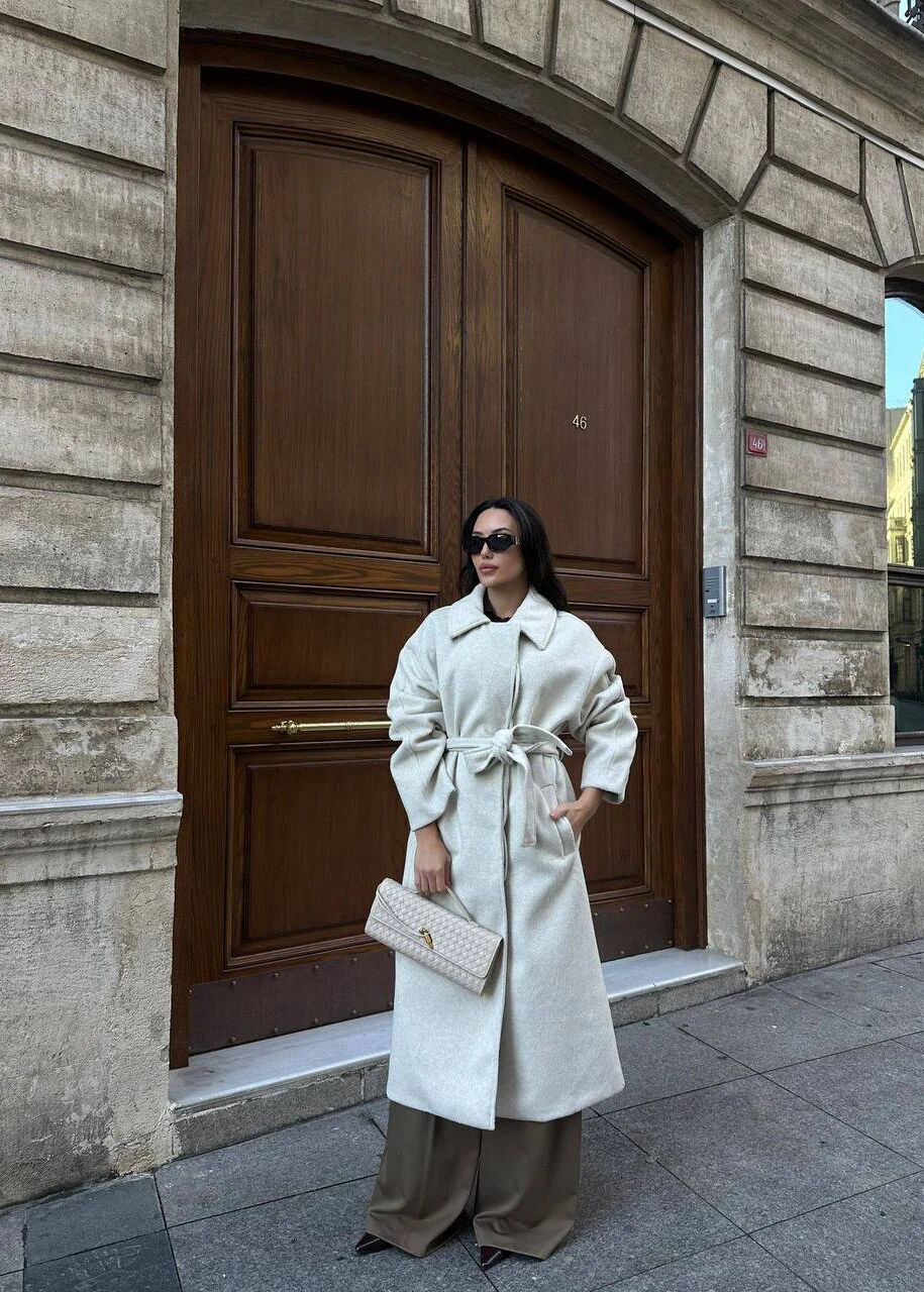 Manteau Long Oversize Ceinturé