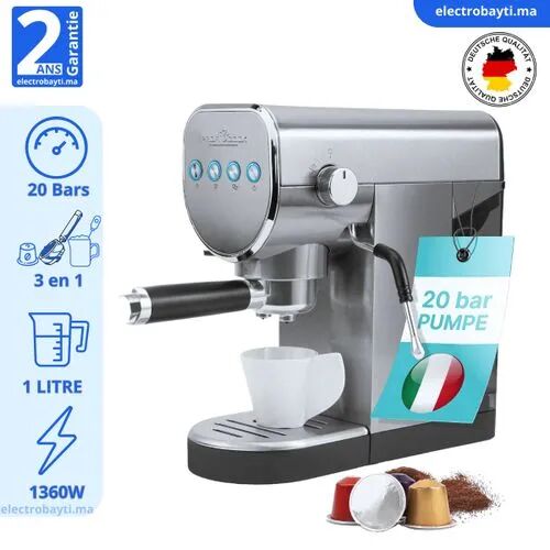 PROFICOOK Machine à Café et Cappuccino INOX 20 BARS - Deutsch