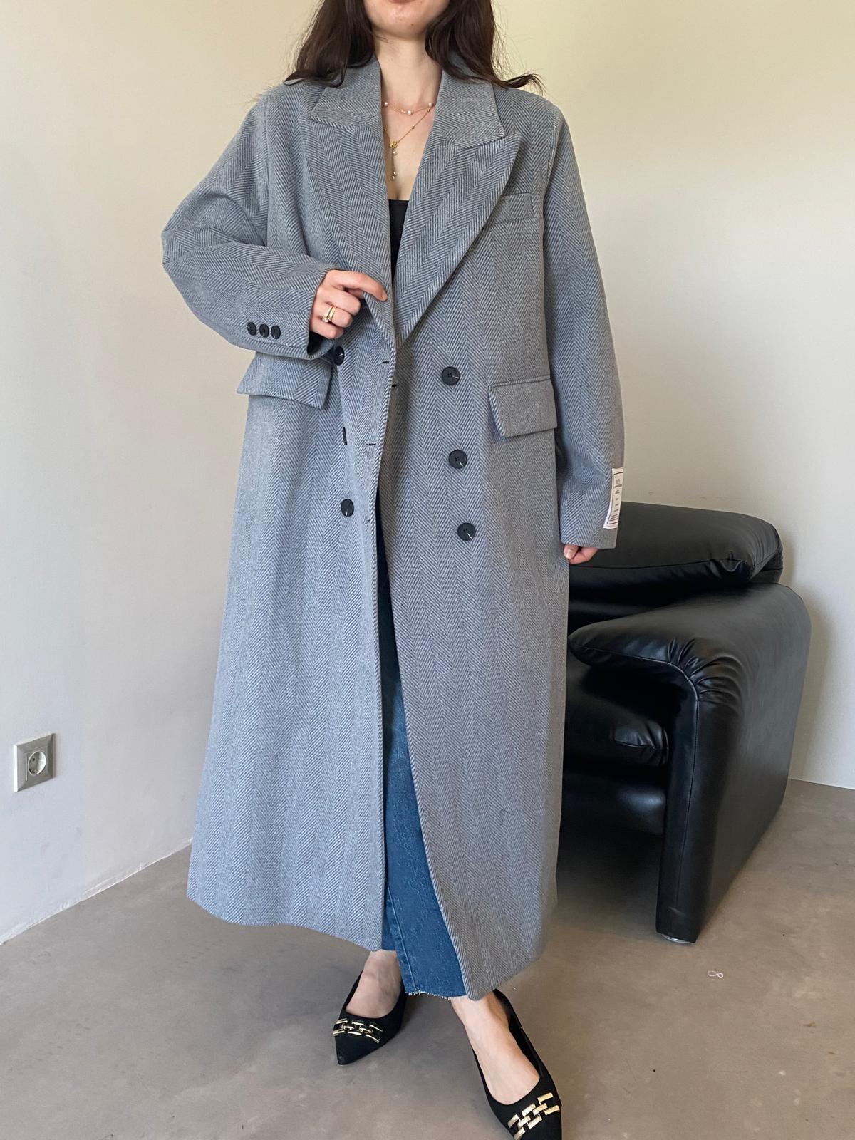 Manteau Long Droit En Laine