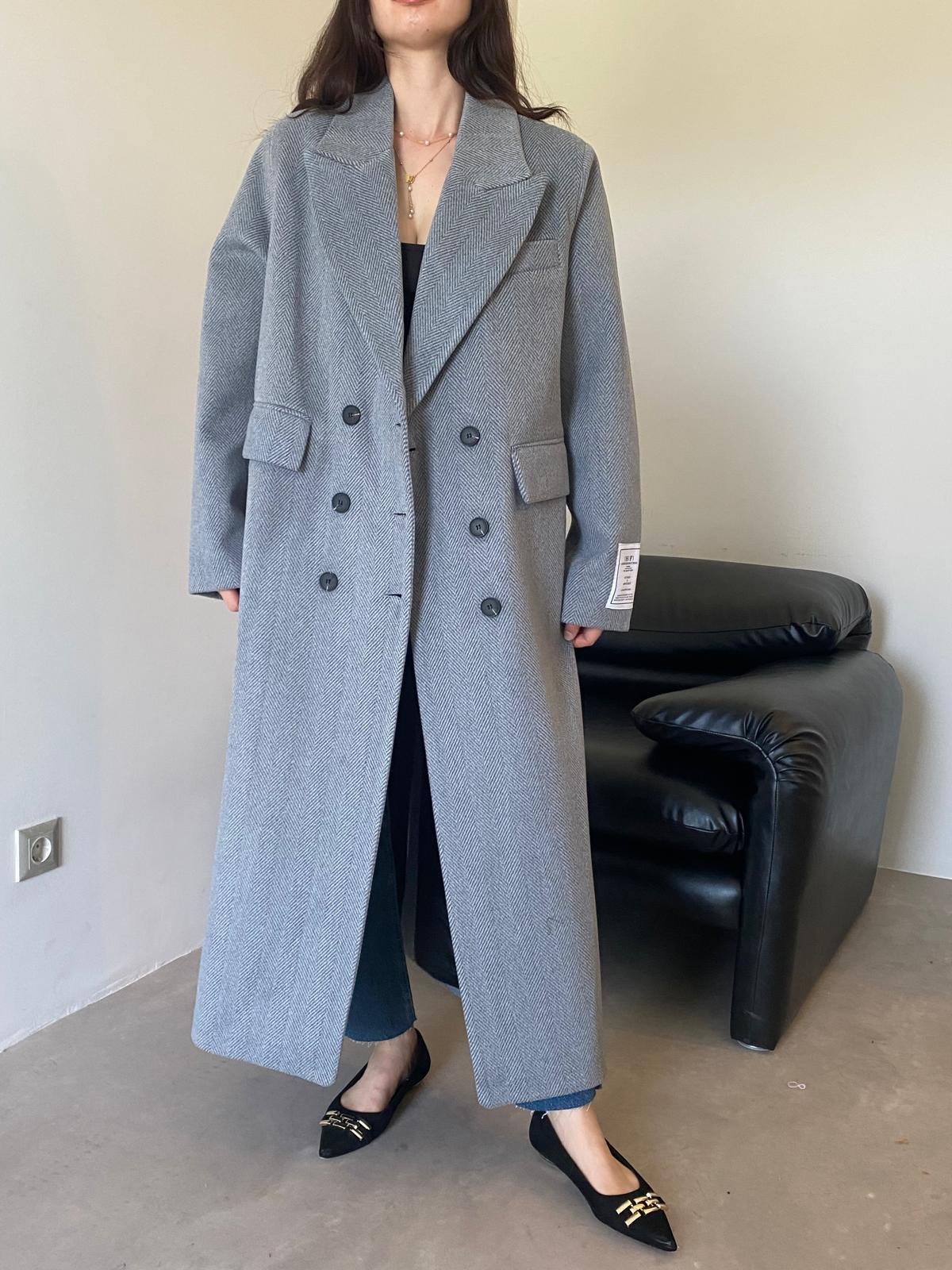Manteau Long Droit En Laine