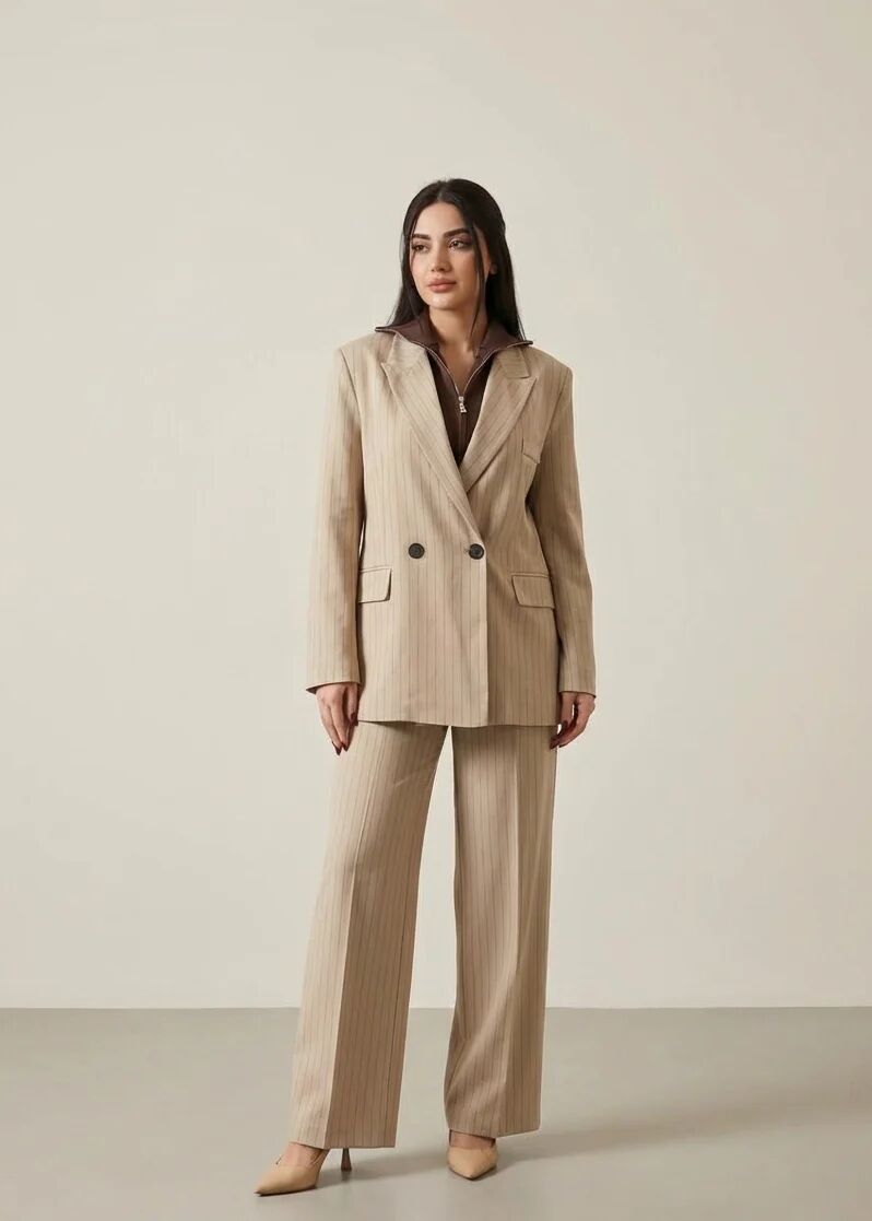 Ensemble Tailleur / Veste Croisée Rayé