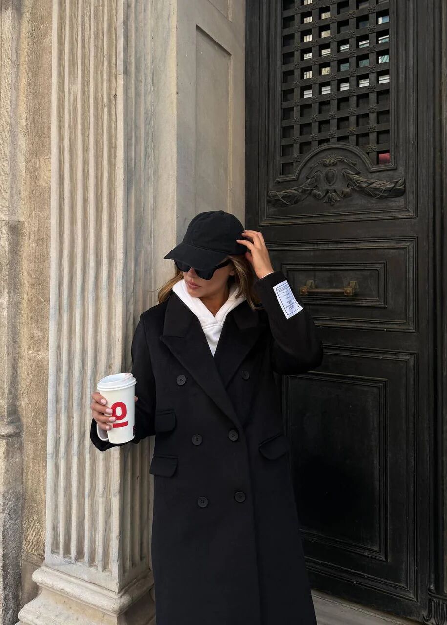 Manteau Long Droit En Laine