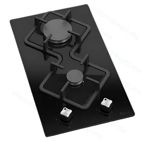 Roch Plaque de cuisson à gaz encastrable 2 feux en Verre 30cm