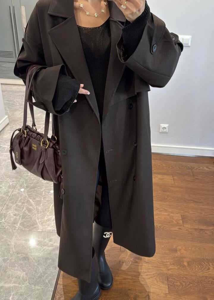 Trench Déstructuré Elégant - Marron Foncé