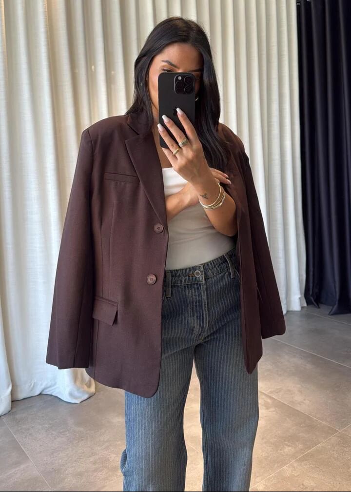 Blazer Marron Chocolat Oversize thumbnail 4