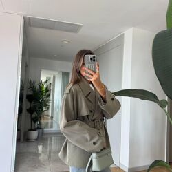 Trench Court Ceinturé À Doublure Rayé - Khaki