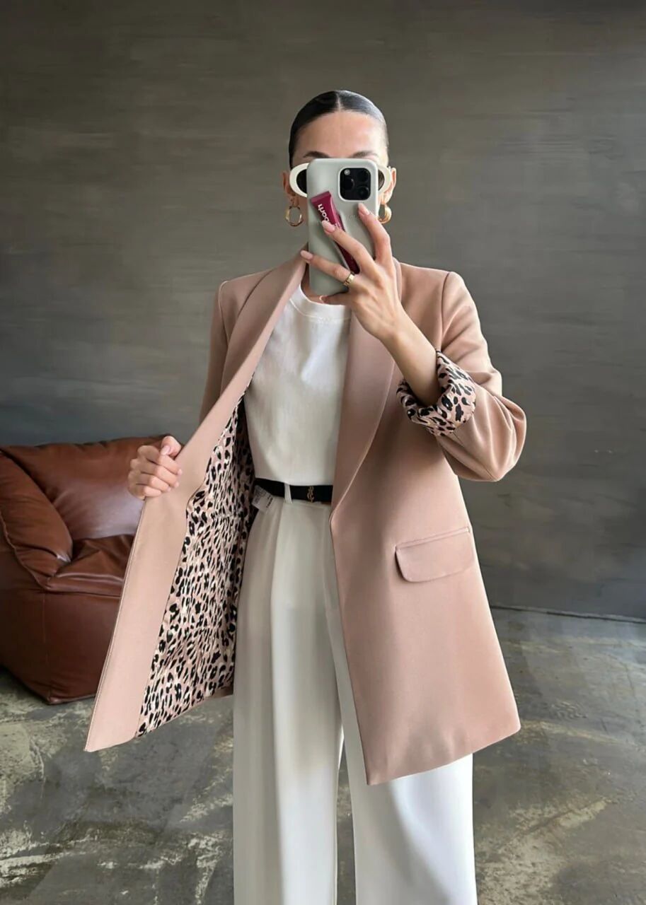 Blazer Nude Doublure Léopard