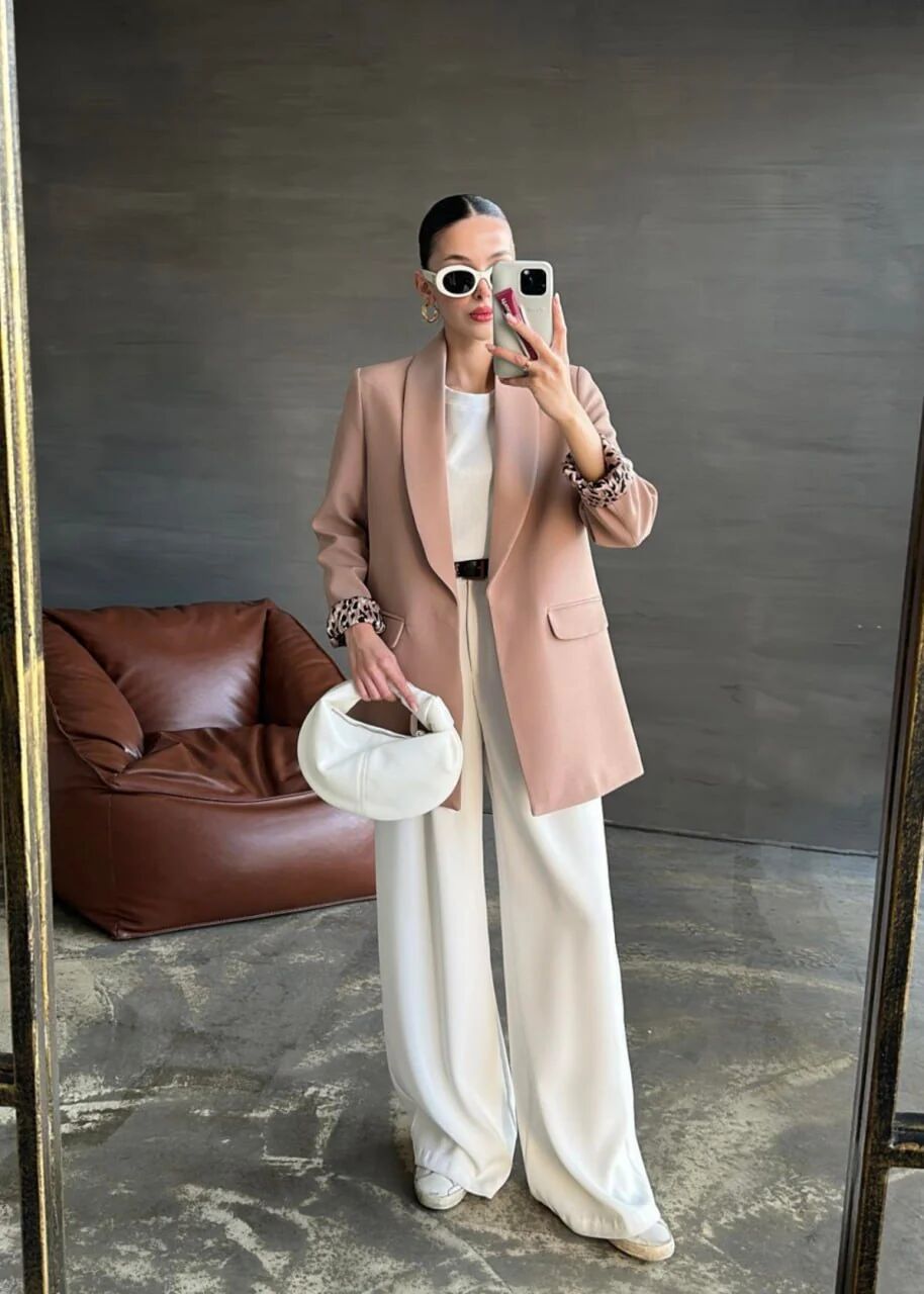 Blazer Nude Doublure Léopard