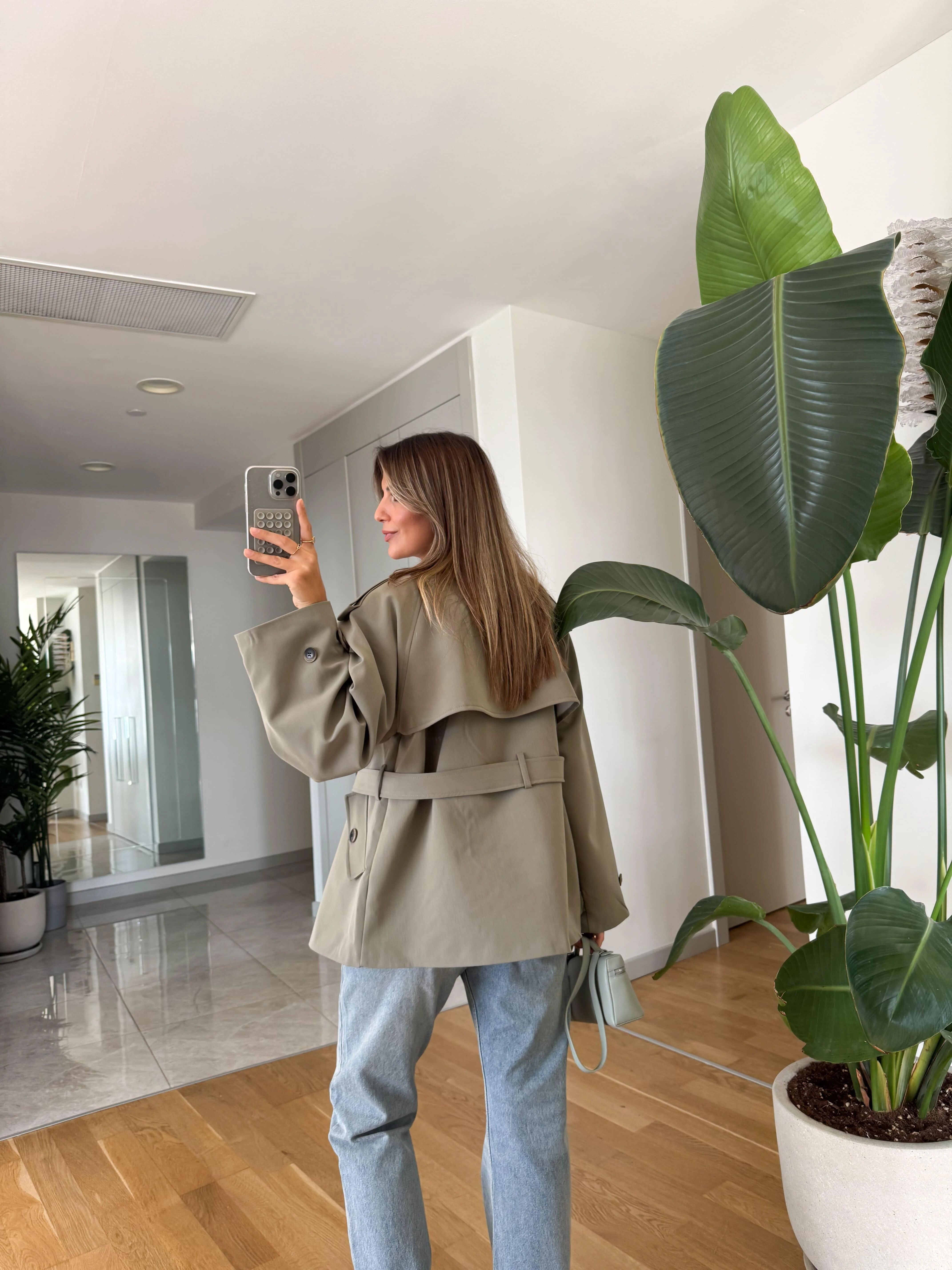 Trench Court Ceinturé À Doublure Rayé - Khaki thumbnail 3