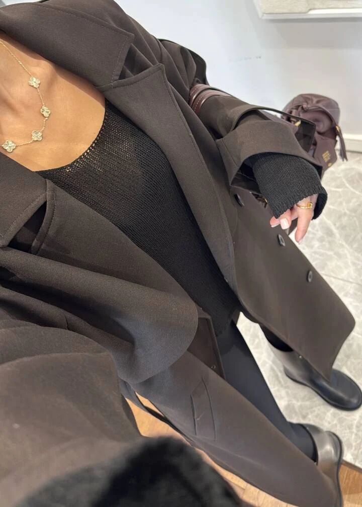 Trench Déstructuré Elégant - Marron Foncé thumbnail 3