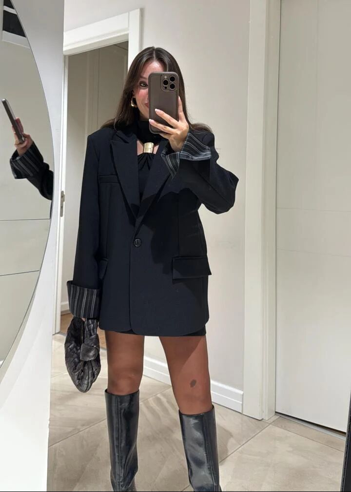Blazer Oversize À Doublure Rayée