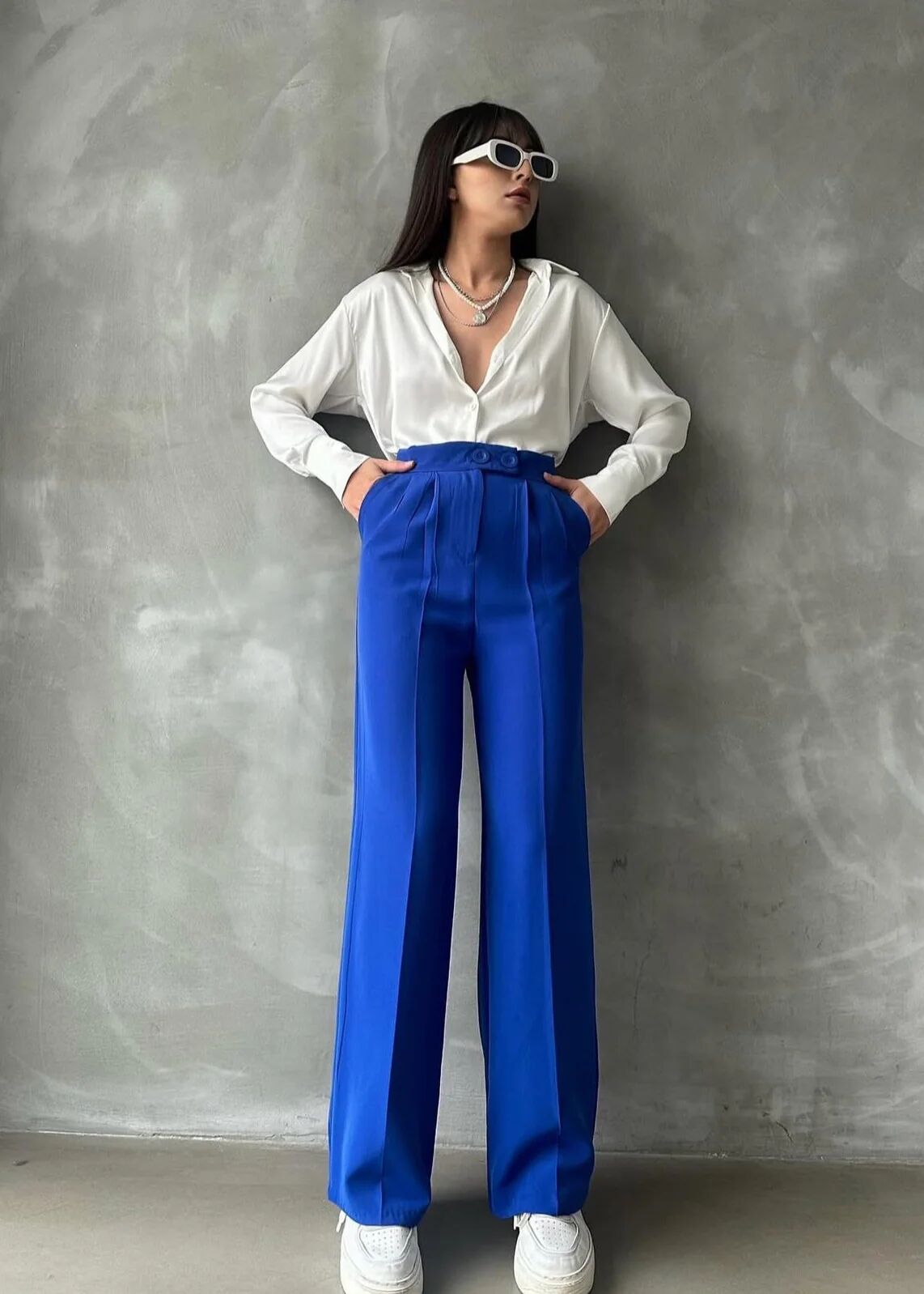 Pantalon Palazzo Taille Haute Élégant