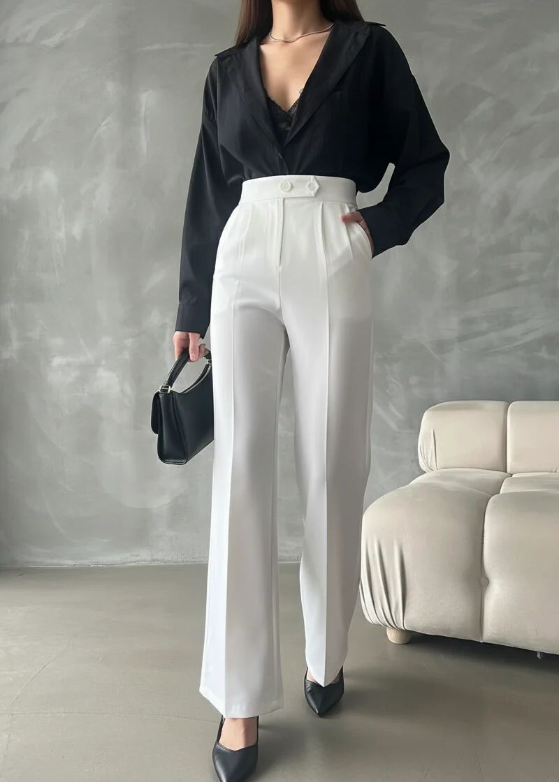 Pantalon Palazzo Taille Haute Élégant