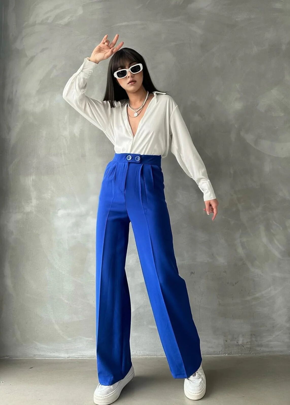 Pantalon Palazzo Taille Haute Élégant