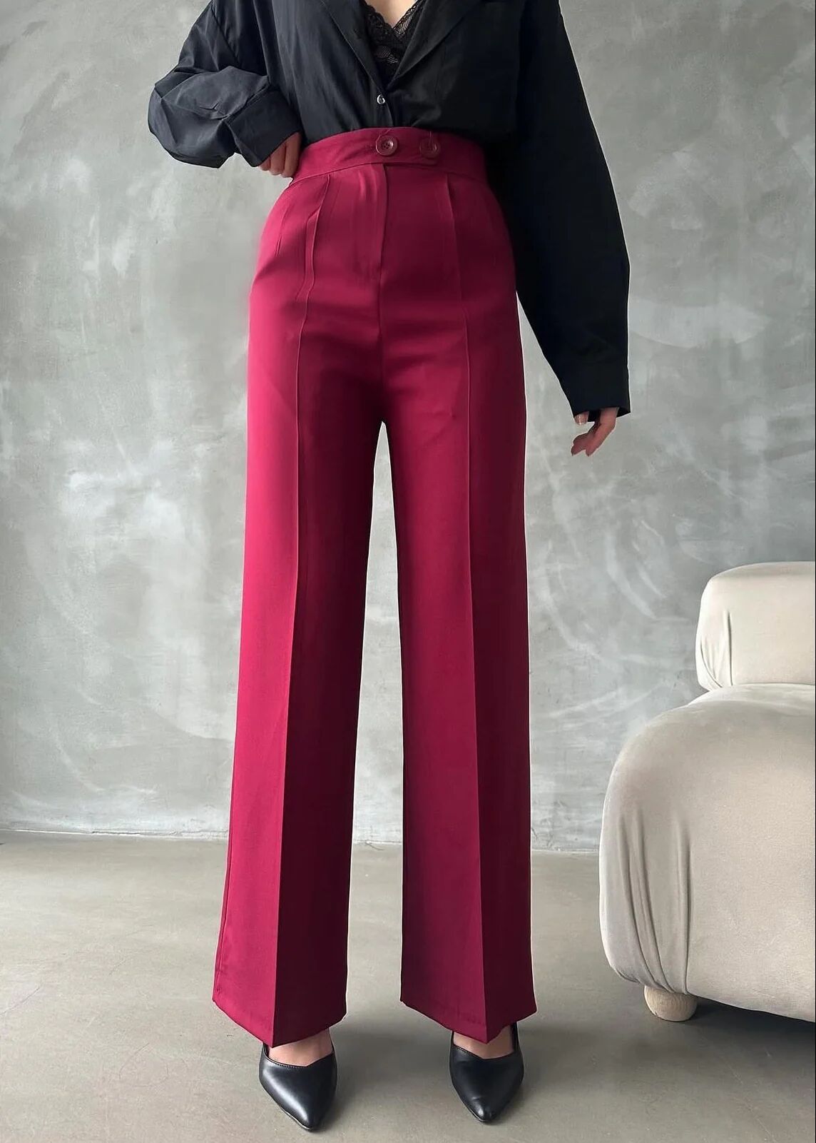 Pantalon Palazzo Taille Haute Élégant