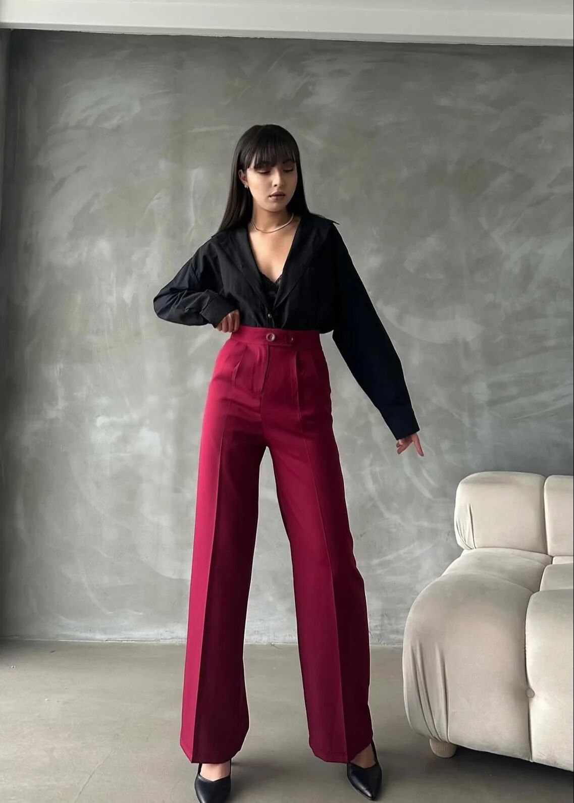 Pantalon Palazzo Taille Haute Élégant thumbnail 1