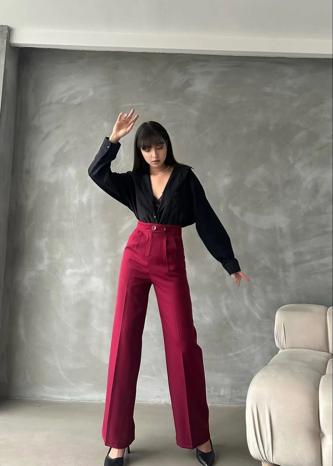 Pantalon Palazzo Taille Haute Élégant thumbnail 3