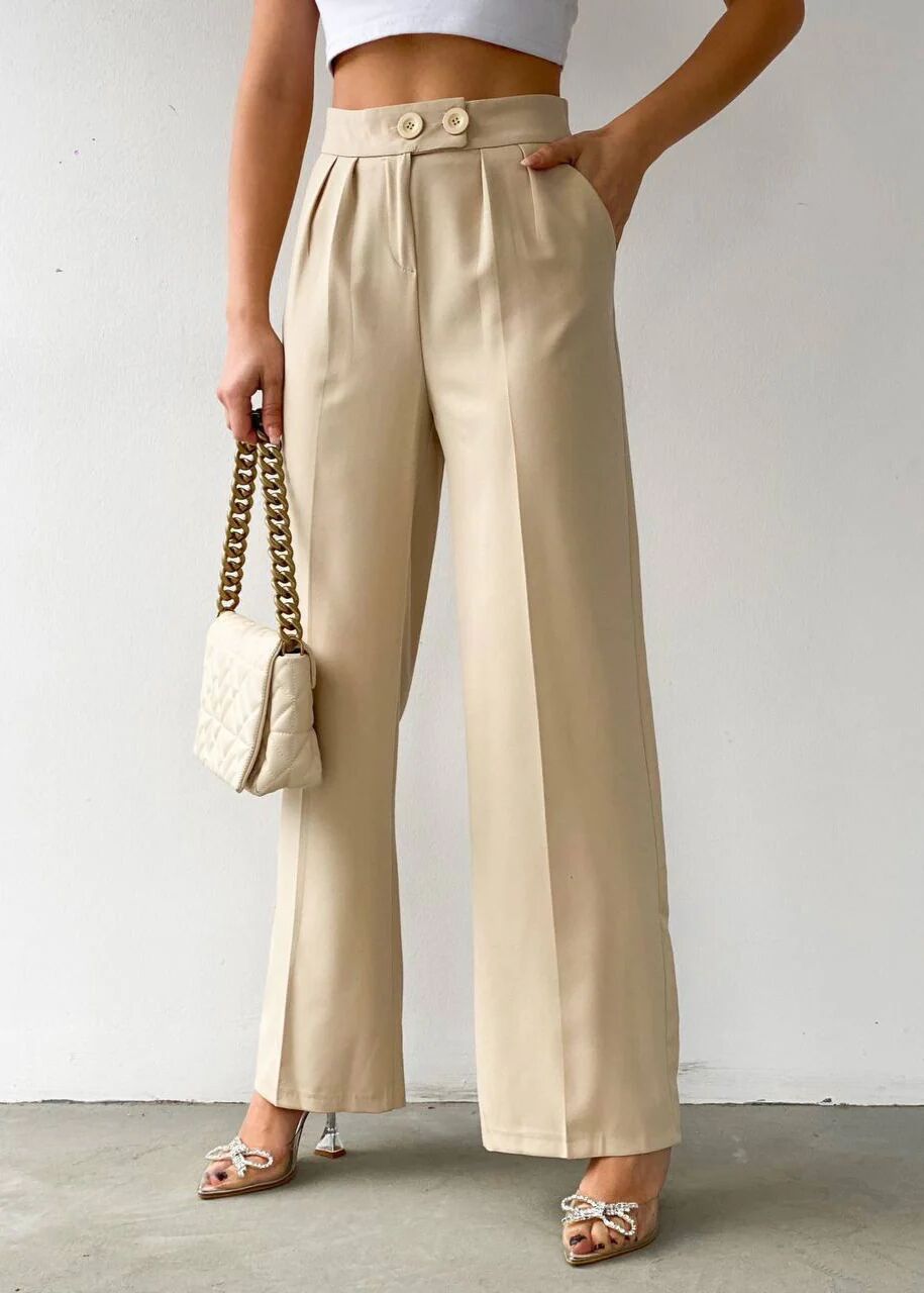 Pantalon Palazzo Taille Haute Élégant