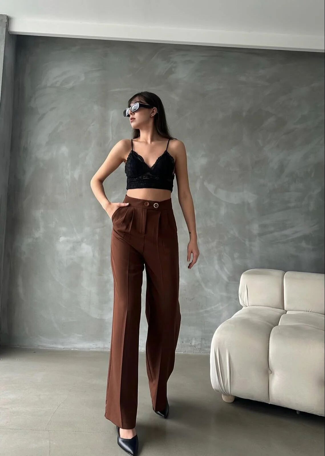 Pantalon Palazzo Taille Haute Élégant thumbnail 4