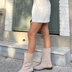 Bottes En Suédine À Semelle Plate