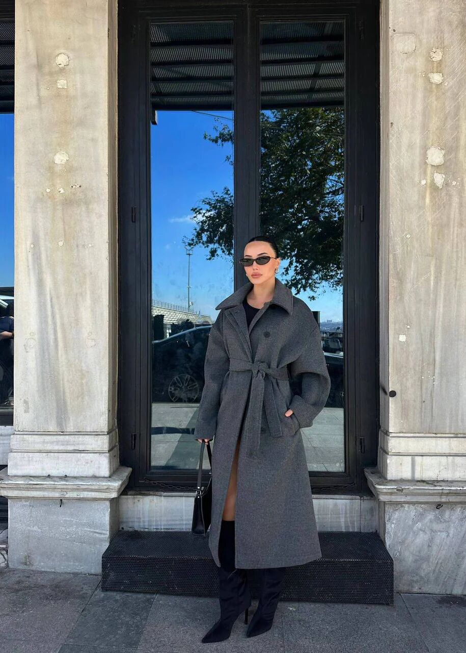 Manteau Long Oversize Ceinturé