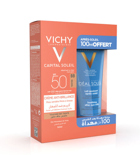 Capital soleil crème Anti Brillance Teinté + Apres Soleil 100ml 