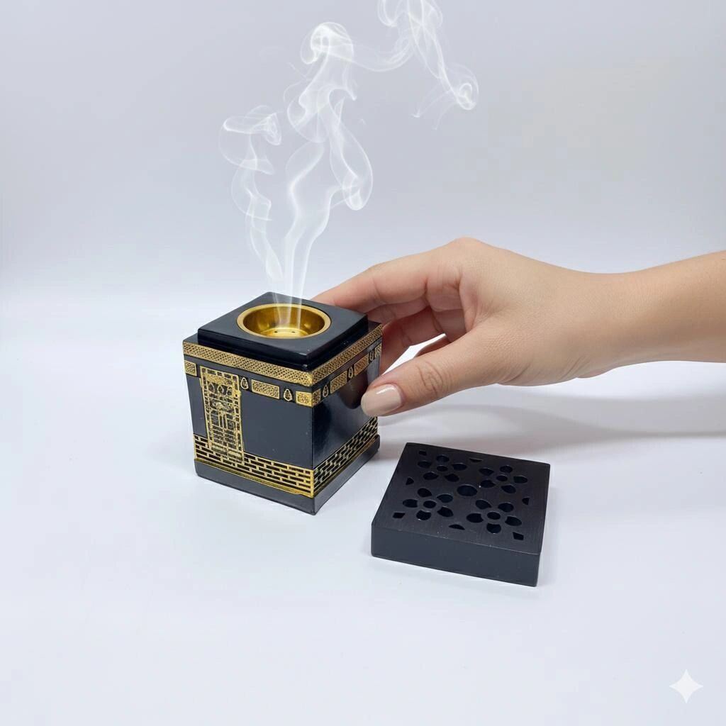 Brûleur dEncens mbekhra LKE3BA noir et or - Couvercle amovible thumbnail 3