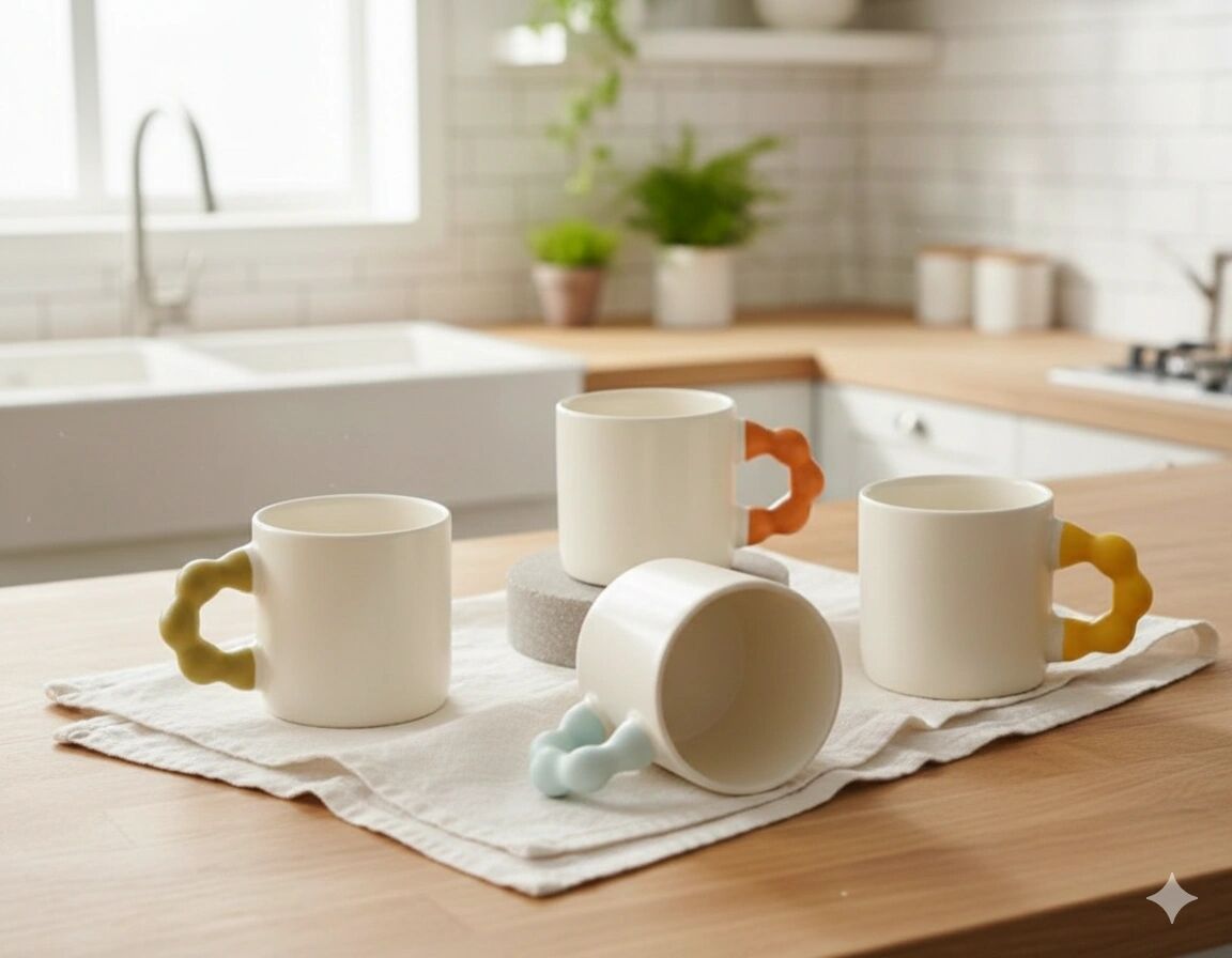 Lot De 4 Tasses En Céramique Mate – Design Scandinave thumbnail 3
