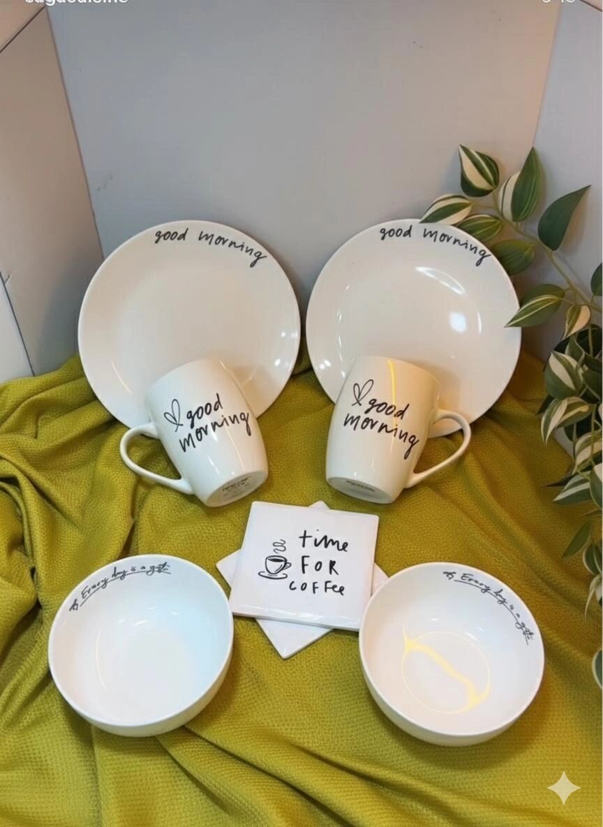 Ensemble 6 pièces : 2 bols 13 cm 2Mug 400 ml et 2 assiettes 19cm en céramique