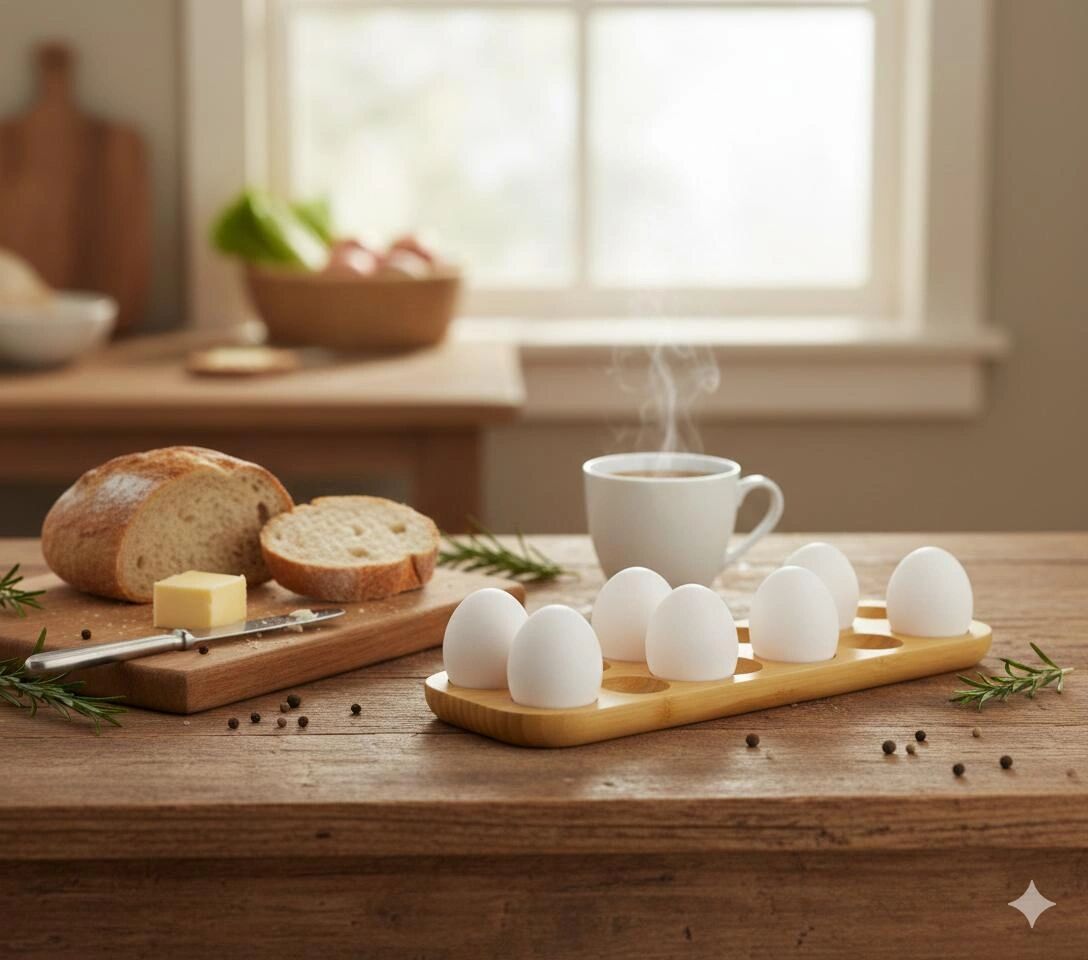 Porte-Œufs design en bois de bambou – Organisateur de cuisine moderne (12 Emplacements)