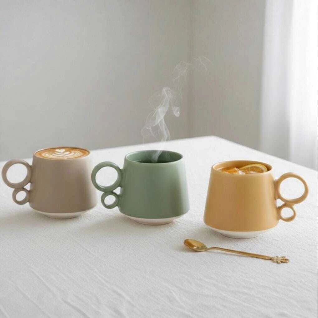 Grande tasse -Design scandinave – tasse à café et thé en céramique mate – 350 ml poignée