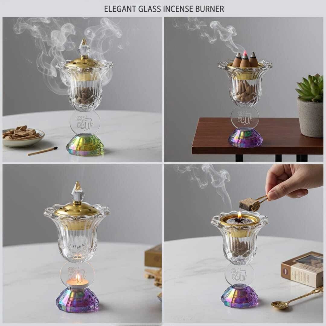 Brûleur d’Encens Mbekhre en Verre Texturé - 19cm/5cm thumbnail 3