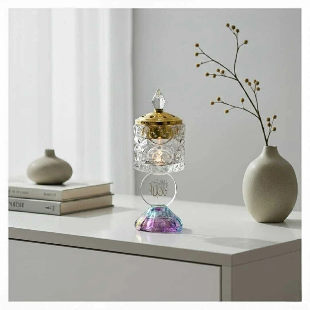 Brûleur d’Encens Mbekhre en Verre Texturé - 19cm/5cm