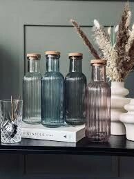 Carafe à Eau - 1 L - Verre Transparent Couvercle en Bambou - couleurs aléatoires thumbnail 2