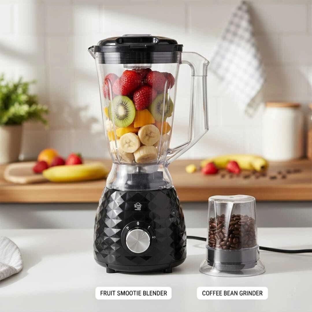 Blender mixeur alimentaire -bol plastique résistant - 1000 W avec mini mixeur