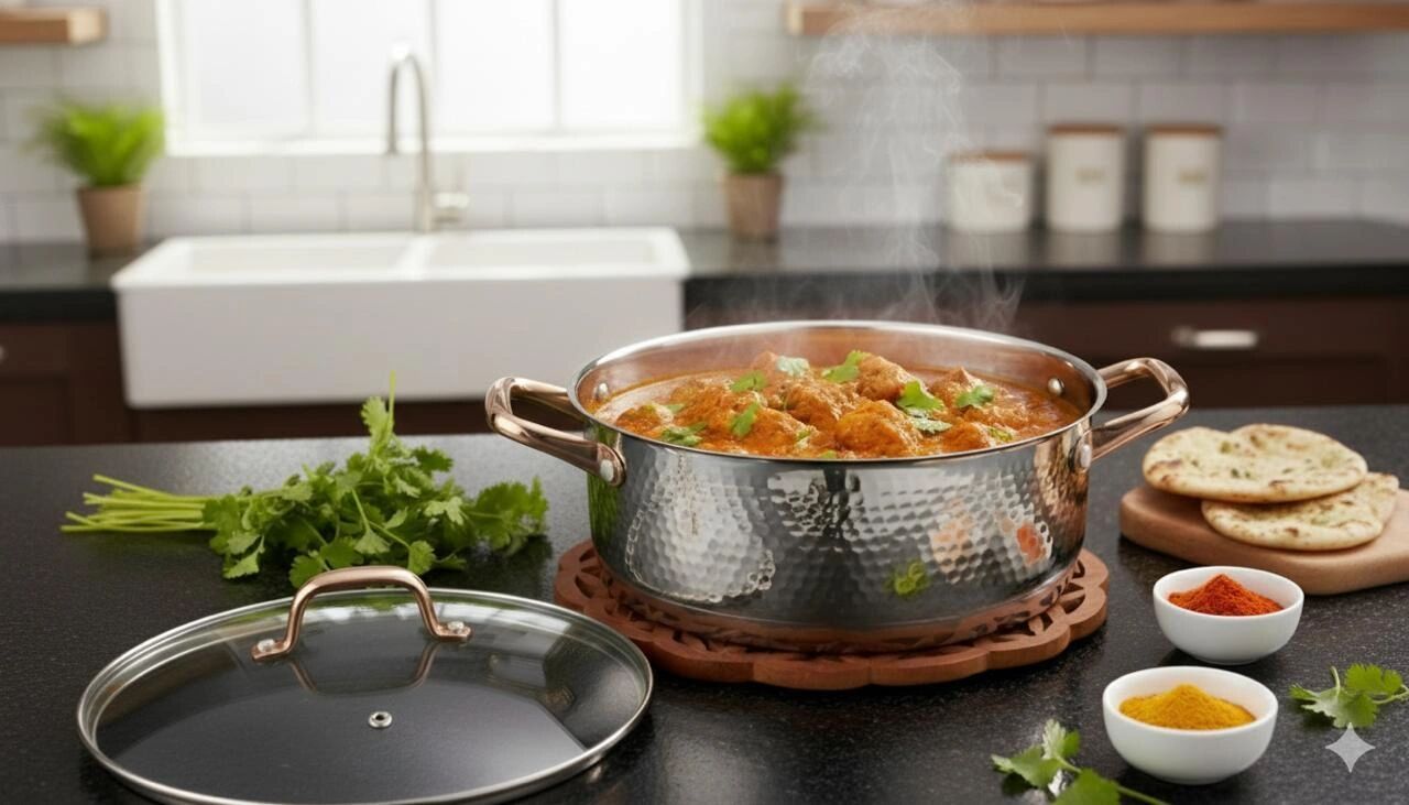 Marmite - Faitout en inox haute qualité – Marmite avec couvercle en verre trempé et finition cuivrée