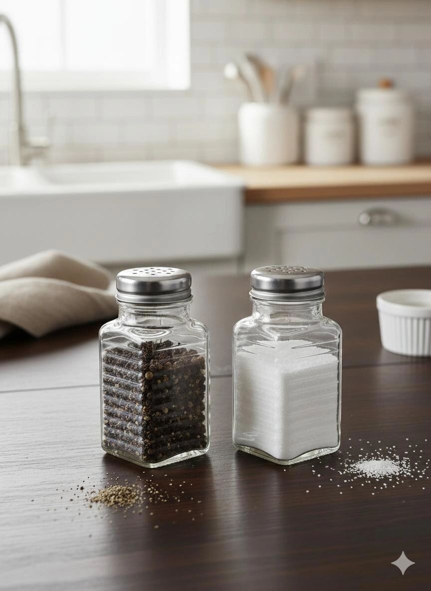 Duo salière et poivrière en verre 9cm/4cm – models aléatoires