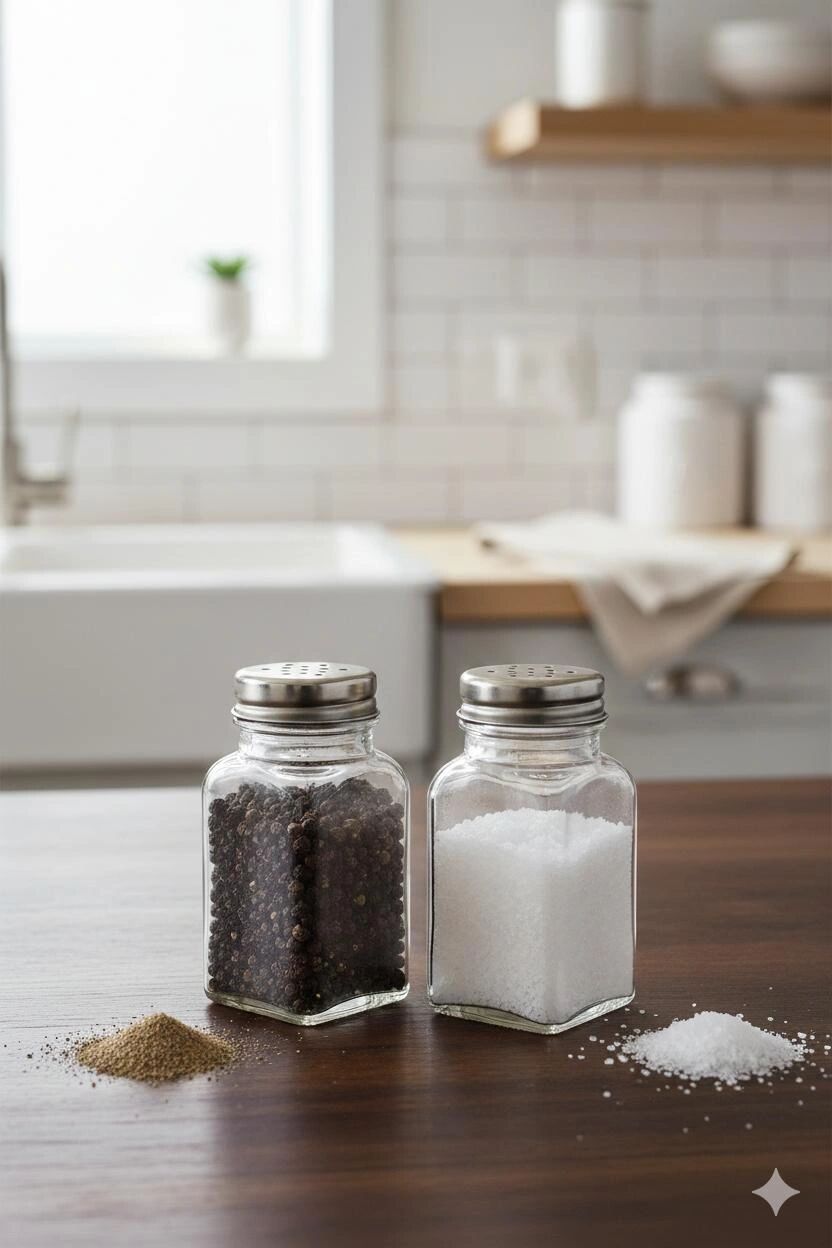 Duo salière et poivrière en verre 9cm/4cm – models aléatoires