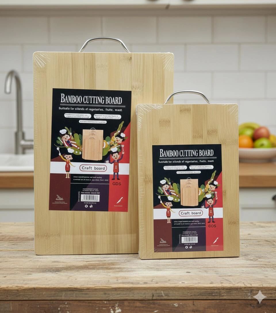 Lot 2 Planches à Découper en Bambou Naturel Alimentaire 