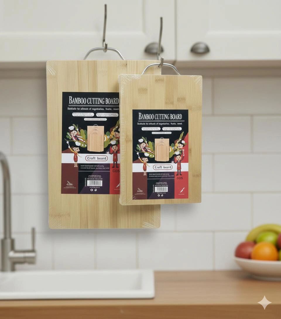 Lot 2 Planches à Découper en Bambou Naturel Alimentaire 