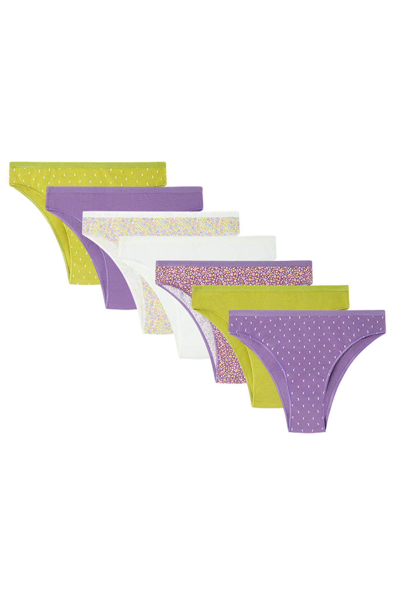Lot de 7 Culottes Brésiliennes en Coton Mélangé Imprimé