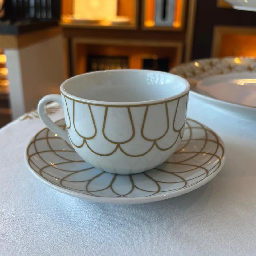 Ensemble de 6 tasses et 6 sous-tasses à café au lait – Golden Deco